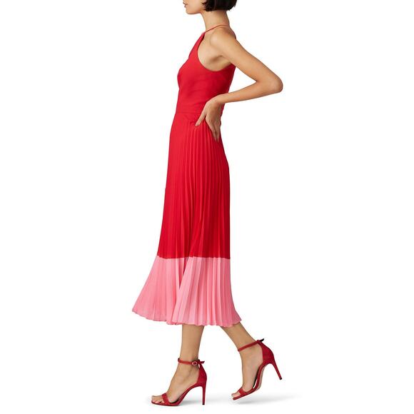 Aidan AIDAN MATTOX Pleated Colorblock Midi Dress - Size 6 - Picture 2 of 8